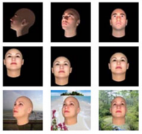 9 tiles of generated faces at different angles
