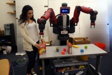ComText allows robots to understand contextual commands such as, “Pick up the box I put down.”  Photo: Tom Buehler/MIT CSAIL