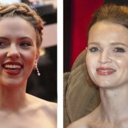 Perception of a familiar face, such as Scarlett Johansson, is more robust than for unfamiliar faces, such as German celebrity Karoline Herferth.  Photos: Wikimedia Commons